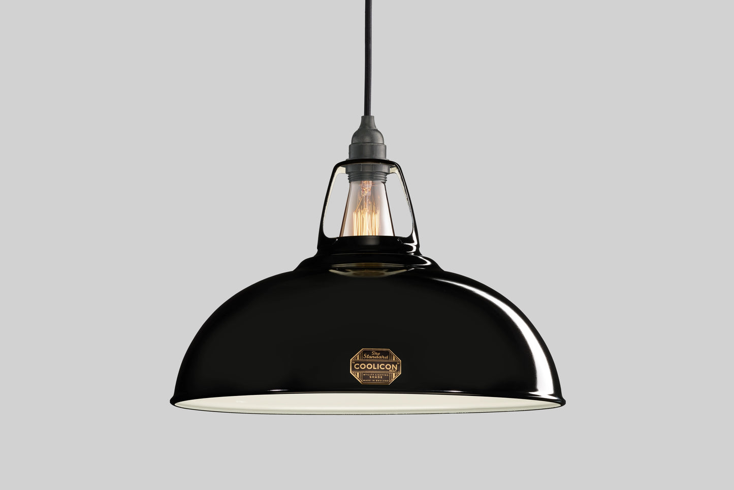 Large Jet Black Lampshade & Suspension Set