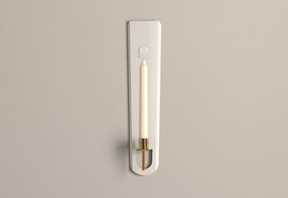 A white vitreous enamel candle sconce