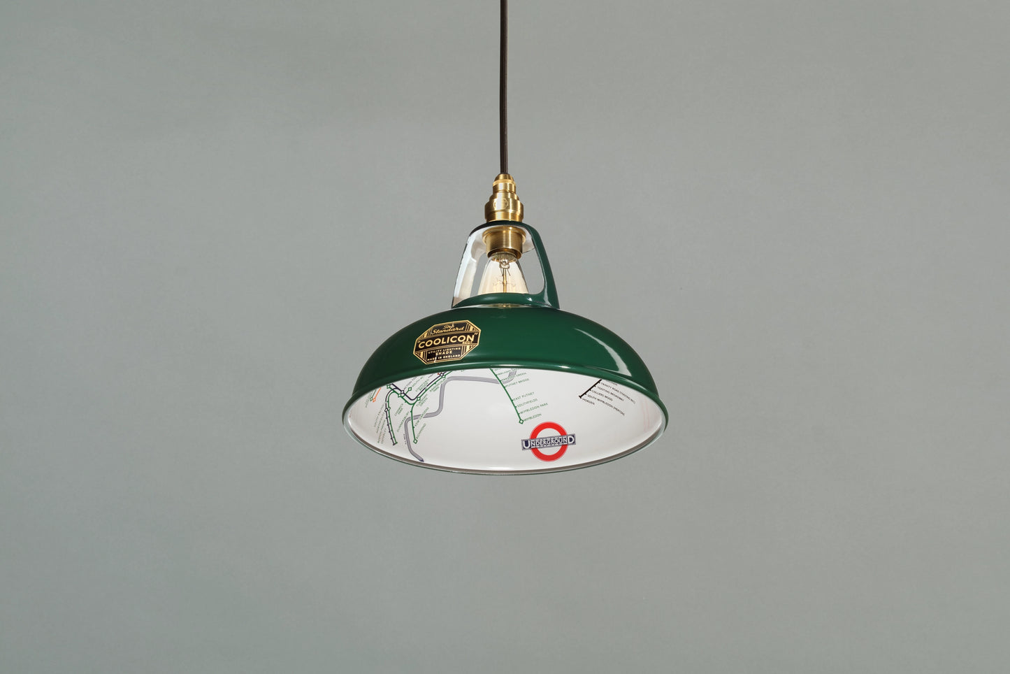 Original District Line Green Lampshade & Suspension Set